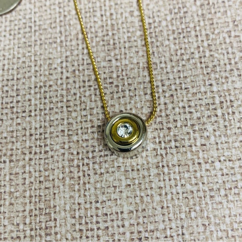 Liz Claiborne‎ Gold and Silver Crystal Solitaire Necklace
